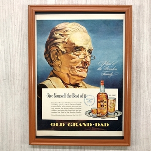 ■即決◆1949年(昭和24年) OLD GRAND-DAD オールド グランドダット ウィスキー【B4-6356】アメリカ ビンテージ雑誌広告【B4額装品】同梱可