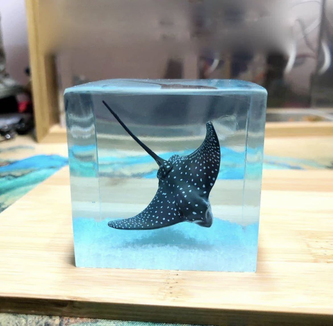 Handmade Stingray Desk Figure Figure Interior Decoration Object Figurine Art Accessory Resin Sea Lighting Creative Desktop 623, handmade works, interior, miscellaneous goods, ornament, object