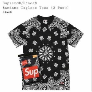 Supreme Hanes BANDANA Tagless Tees 黒 L