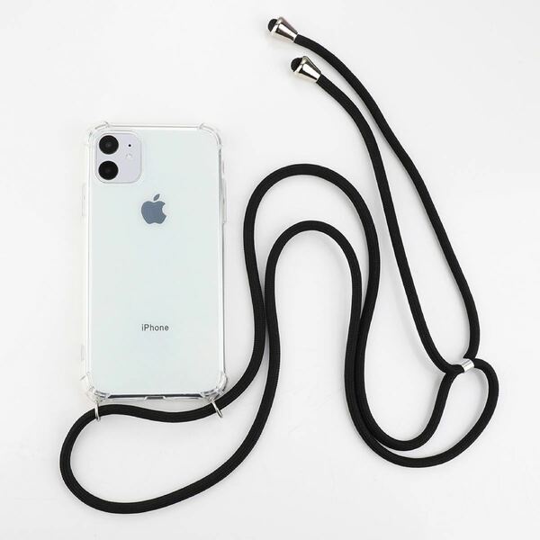 SALE iPhone14PLUS ストラップ付 クリアケース 黒 匿名配送/送料無料/新品未使用品