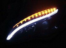 メルセデス ベンツ Cクラス W204 07-10y ブラック ファイバーLED プロジェクターフロント ヘッドライト ライト 日本光軸 前期 送料無料_画像2