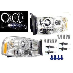  Dodge Ram pick up headlamp previous term 02y-05y Japan light axis specification plating LED projector left right SET amber reflector built-in free shipping 