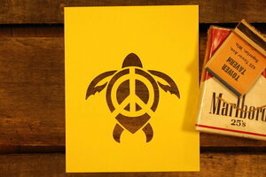 umigame& piece Mark stencil paper pattern * ho nHONU Hawaii flat peace 3 -inch v2