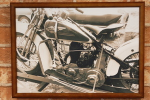  Classic Harley monochrome poster & frame set * Ame car bike FB4-79