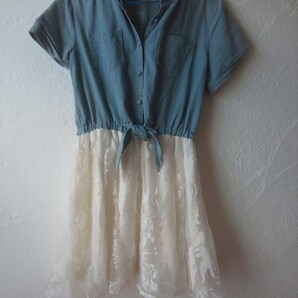 デニム切り替えワンピース