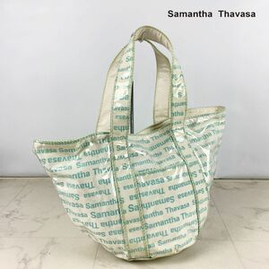 Samantha Thavasa Samantha Thavasa tote bag vinyl total pattern Logo lame light blue white white @LB89