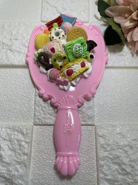 【新品未使用】ハンドメイド スイーツデコ ハンドミラー