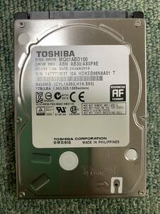 【状態:正常】HDD TOSHIBA MQ01ABD100 1000GB(1TB) 2.5インチ 厚さ9mm �@