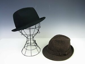 * superior article *CA4LA/ CA4LA *CASTANO/ka Star no* soft hat hat 2 point set * black / tea *58cm*tsuba5cm* wool * polyester *