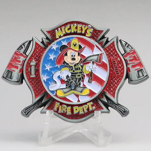 ディズニー　ミッキー　ミッキーの消防署チャレンジコイン　ホースと斧　USA　Mickey's Fire Dept　消防士