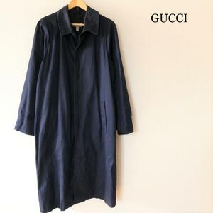 GUCCI Gucci turn-down collar coat bar ma car n coat long coat size 48 navy blue navy 