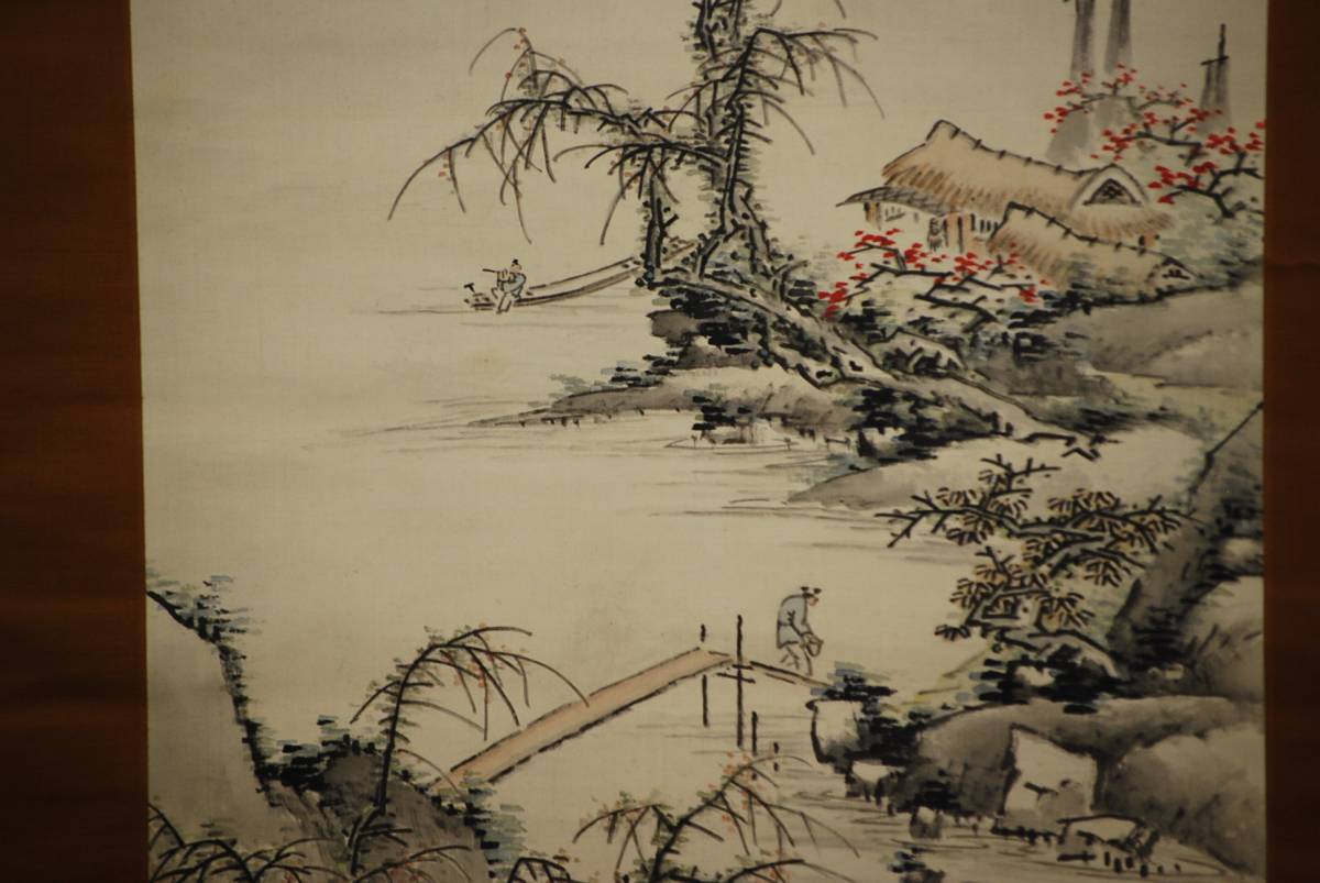 [عمل أصيل] / Kawamura Nijigai / رسم المناظر الطبيعية لمناظر الخريف / تركيب الحرير / التمرير المعلق Hotei-ya HD-338, تلوين, اللوحة اليابانية, منظر جمالي, فوجيتسو
