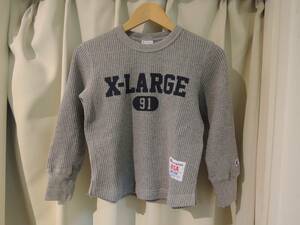 X-LARGE エクストララージ Kids XLARGE CHAMPION カレッジロゴ ワッフル L/S T チャンピオンコラボ 灰 送料込　値下げしました！