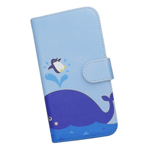 Galaxy A53 5G SC-53C/SCG15　スマホケース 手帳型 プリントケース クジラ ペンギン 海 空 かわいい キャラクター