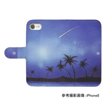 Galaxy A53 5G SC-53C/SCG15　スマホケース 手帳型 プリントケース 夜空 星 月 ヤシの木 南国 風景_画像2