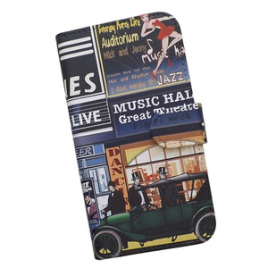 iPhone　スマホケース 手帳型 プリントケース ニューヨーク NY ジャズ クラブ クラシックカー