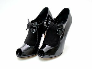 [ as good as new ][ beautiful goods ] Moschino chi-p& Schic MOSCHINO CHEAP & CHIC open tu bootie 35 black enamel 