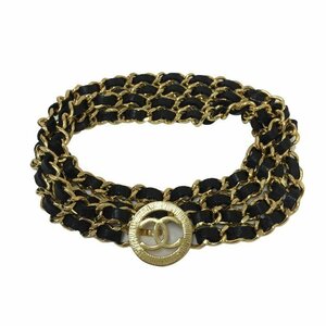 【美品】シャネル CHANEL ココマーク ダブルチェーンベルト 2連チェーンベルト ブラック ゴールド