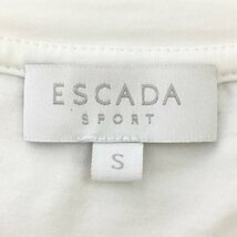 エスカーダ スポート ESCADA SPORT Vネック ストレッチTシャツ カットソー ラインストーンロゴ S ホワイト_画像3