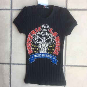 新品タグ 未着 HYSTERIC GLAMOUR mini ヒステリックグラマー ミニ ミニちゃん Make Me Smile リブTシャツ サイズ110 黒 定価7.245円 日本製