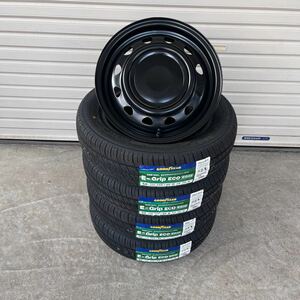 《ネオキャロ》◆グッドイヤーEG02◆155/65R14◆NBOXタントムーヴワゴンRラパンアルトデイズトコットスペーシア　セミマットブラック