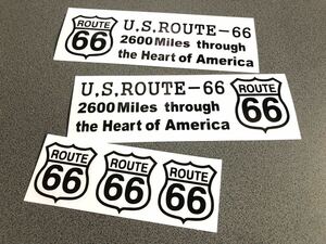 送料無料♪ US ROUTE66 2600Miles ステッカー 黒色 お得5枚セット ルート 世田谷ベース ハーレー アメ車 （文字変更可能）