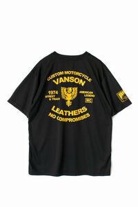 新品正規 VANSON メッシュTシャツ 黒×イエロー L VS22804S トップス 半袖