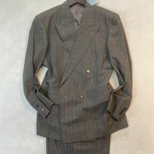  regular price 49,000 jpy [ size AB6* high class double-breasted suit ] tag equipped super water repelling processing. wool 100% gray series unlined in the back /no- Benz 92cm/2 tuck 