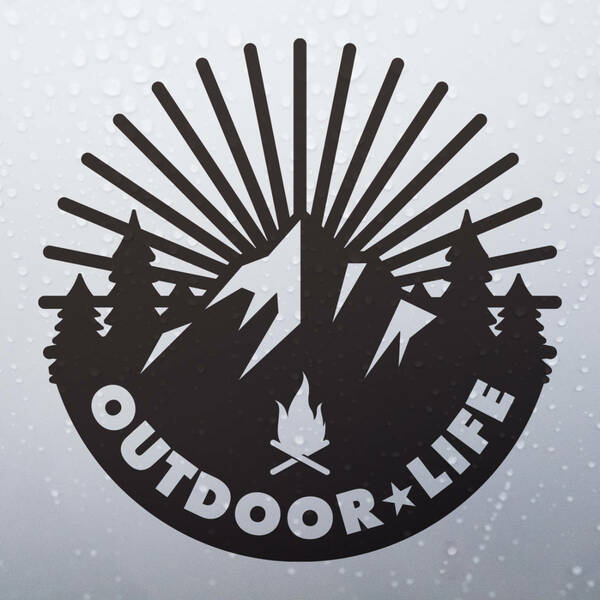 送料無料◆OUTDOOR★LIFE カッティングステッカー◆ブラック｜28×28cm｜超防水 UVカット 屋外使用可【C028】