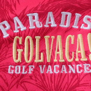 【感謝セール】PARADISO(パラディーゾ) ポロシャツ 赤ボタニカル柄 レディース M ゴルフウェア 2112-0055 中古の画像3