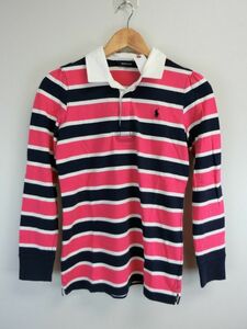 中古 ゴルフウェア RALPH LAUREN(ラルフローレン) 長袖ポロシャツ ピンク紺 レディース 160