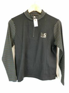 中古 ゴルフウェア Munsingwear(マンシングウェア) 長袖ハーフジップアップシャツ 黒 レディース M