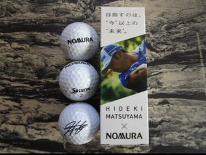 Hideki Matsuyama Professional: Print Signed Sponsor Logo 3 Golf Ball 3 Srixon Z Star XV ② Не продавать nomura