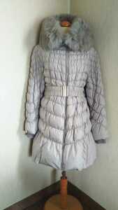  price cut * unused * tag less *tinos*DAMA collection* fox fur . belt long down coat *L