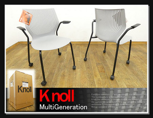 ◆PL758◆新品未使用品◆Knoll ノール ノル◆マルチジェネレーション◆2脚セット◆黒 シェルグレー◆スタッキングチェア◆キャスター付き