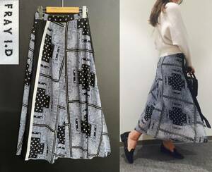 数回着極美品 定価２万 FRAY I.D フレイアイディー slit long skirt ペイズリー スリット フレア ロングスカート size 0 FWFS165246