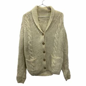  shawl color knitted lady's XL size rank cable knitted ivory beige old clothes . America buying up t2209-3420