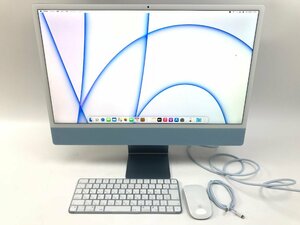極美品 Apple iMac 24インチ M1 2021 MJV93J/A 4.5Kディスプレイモデル　デスクトップPC 8コア 8GB SSD256GB ブルー Y09108su