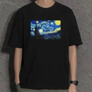 【★新品★未使用★メンズXL★送料無料！】ゴッホ 星月夜 The Starry Night Tシャツ 黒 ブラック BLACK 絵画 名画 半袖 綿100% Tシャツ tee