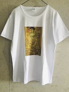 【★新品・未使用★メンズL★送料無料！】グスタフ・クリムト バウアー 油絵 Klimt アート ART Tシャツ 白 ホワイトWHITE 絵画 名画 半袖