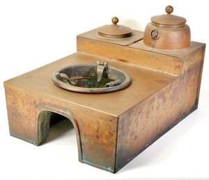 レトロな趣！時代物古道具　燗銅壺　酒燗器　五徳　囲炉裏 江戸後期から伝わる日本酒、お燗の為の古民具です　 SCC409