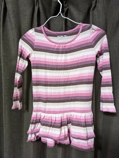 ⑨子ども服 babyGAP サイズ110 中古 半袖 ボーダーワンピース