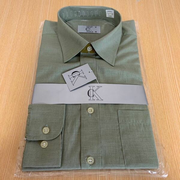 未使用 CK 長袖シャツ メンズシャツ サイズM グリーン系 メンズ 紳士 トップス