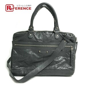 BALENCIAGA Balenciaga 310939 помятость обработка сумка на плечо плечо .. наклонный .. портфель портфель кожа серый [ б/у ]