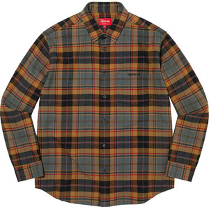 希少★新品本物【黒★XL】★Plaid Flannel Shirt プレイド フランネル シャツ 胸ロゴ 正規店購入 シュプリーム 入手困難 Supreme 22AW