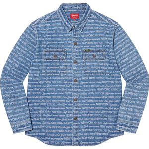 希少★新品本物【青★L】★Multi Type Jacquard Denim Shirt マルチタイプ ジャカード デニム 正規店購入 シュプリーム 入手困難 Supreme