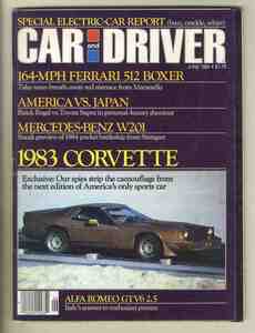 【c9364】81.6 CARandDRIVER／1983コルベット(スパイショット)、フェラーリ512BB、ビュイックリーガル vs トヨタスープラ、...