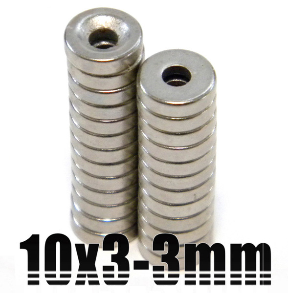 ★ 超強力 磁石 ネオジム（ネジ穴 3mm）【25個セット】 直径10mm x 厚み3mm