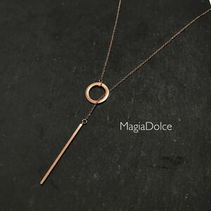 送料無料*MagiaDolce 5732●ローズゴールドネックレス マンテルネックレス 華奢ネックレス 重ね付け 上品 デイリー ステンレスネックレス