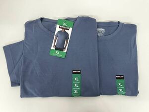 新品■KS カークランド メンズ 半袖 コットン Tシャツ XL 2枚 ブルー カスタムフィット 大きいサイズ